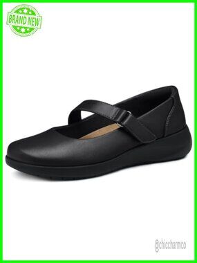 Women's Mary Jane Ballet Flats with Arch Support & Adjustable Ankle Strap